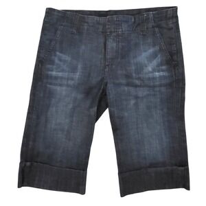 KUT from the Kloth Dark Wash Denim Stretch Wide Hem Bermuda Shorts 10